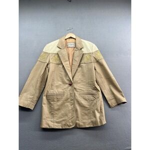 Braefair Blazer Womens 10 Beige Leather Embroidered Zebra Equestrian Jacket